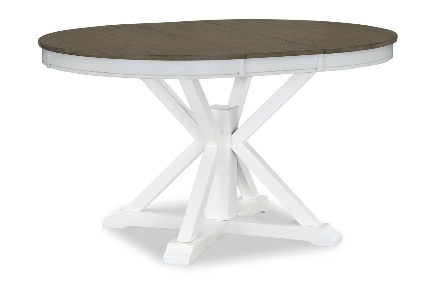 Ensemble de salle à manger Brook 7 pièces avec table et 6 chaises, extension 42-54 W, rond - Blanc/Marron | Ensemble de salle à manger Brook 7 pièces avec table ronde, rallonge de 42 po à 54 po (L) et 6 chaises - blanc et brun