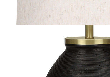 25 Black Concrete with Gold Accent Table Lamp|Lampe de table de 25 po béton noir avec touches dorées