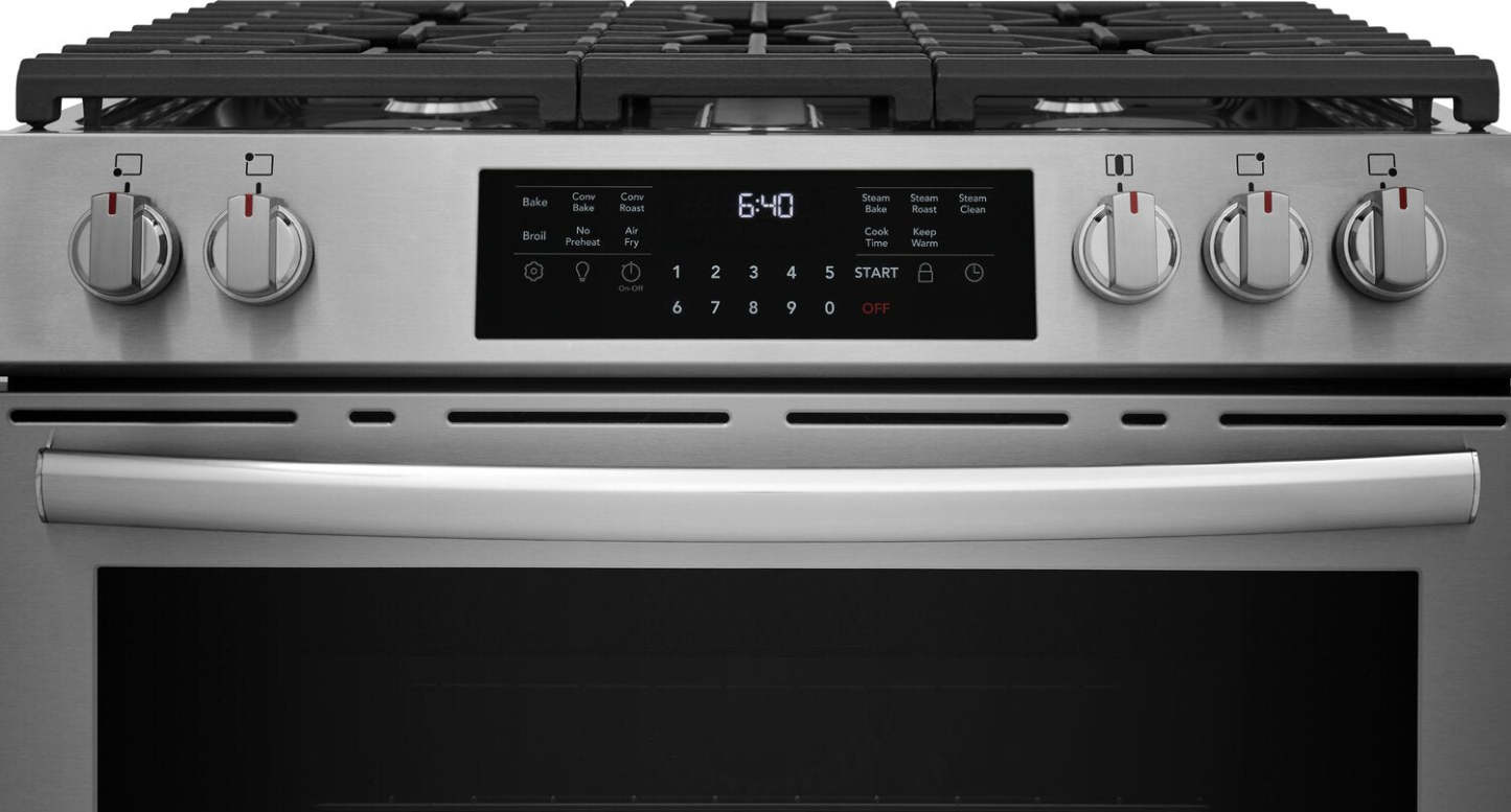 Cuisinière à gaz Frigidaire Gallery de 5,1 pi3 avec friture à air - acier inoxydable - GCFG3059BF