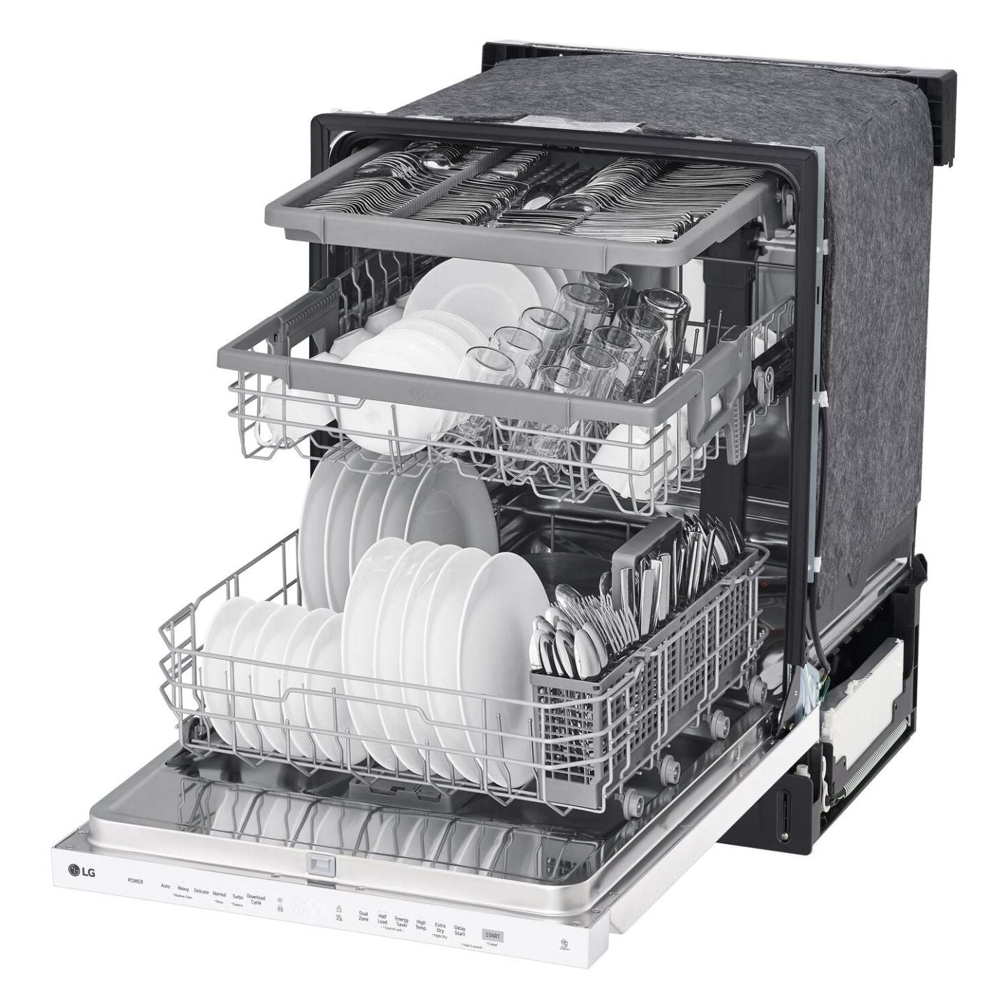Lave-vaisselle LG 24 48 dBA à commande supérieure encastrable avec QuadWash® - Blanc - LDPN4542W | Lave-vaisselle encastré LG à 48 dBA de 24 po avec commandes sur le dessus et QuadWashMC - blanc - LD…