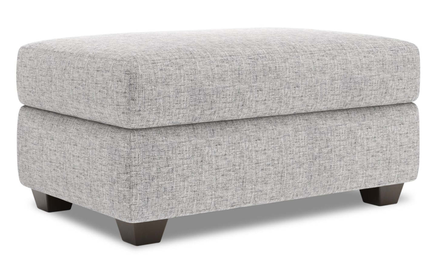 Fabriqué au Canada Pouf de rangement personnalisable The Trunk 39 en tissu d'apparence lin - gris Luna Domino | Pouf de rangement The Trunk de Sofa Lab de 39 po fabriqué au Canada en tissu d’apparence lin - gris Luna Domino | TRUN2191