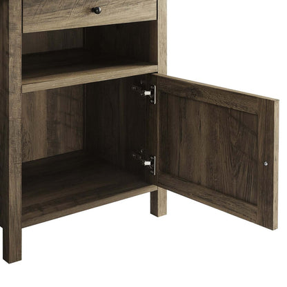 Table de nuit Theo à 1 tiroir avec armoire de rangement, 18 L x 25,75 H - Marron | Table de nuit Theo de 18 po (l) x 25,75 po (H) à 1 tiroir avec armoire de rangement - marron