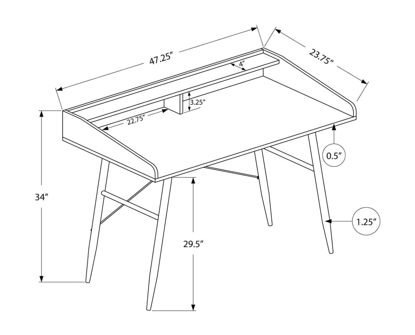 Bureau Jeremy 47.25 avec petite niche - Gris|Bureau Jeremy de 47,25 po avec petite crédence - gris