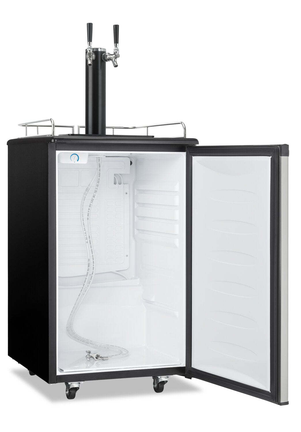 Danby 20,5 5,4 pi³ Refroidisseur de fût à deux robinets - Acier inoxydable - DKC054A1BSL2DB | Refroidisseur de fût à bière Danby de 5,4 pi³ et de 20,5 po à deux robinets - acier inoxydable - DKC…