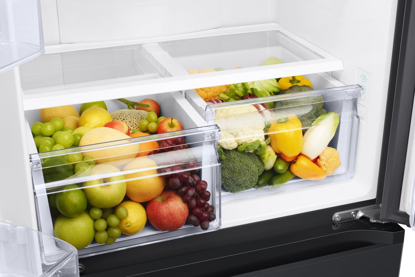 Réfrigérateur Samsung de 33 po et de 17,5 pi³ à portes françaises de profondeur - noir caviar mat - RF18A5101MT/AA | Samsung 33 17,5 Cu. Fort. Réfrigérateur à portes françaises à profondeur de comptoir - Noir caviar mat - RF18A5101MT/AA