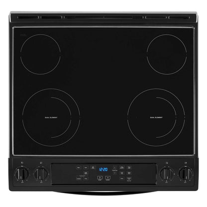Cuisinière électrique Whirlpool de 4,8 pi³ avec nettoyage automatique - noire - YWEE515S0LB | Bain à remous 4,8 Cu. Fort. Cuisinière électrique avec autonettoyage - Noir - YWEE515S0LB