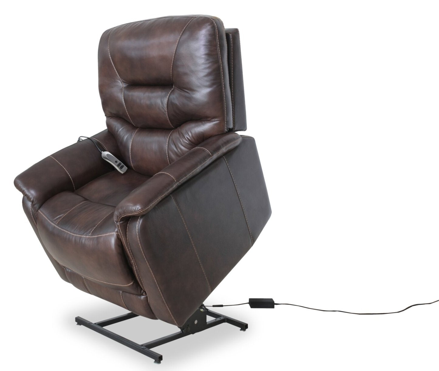 Parker 36 Fauteuil inclinable électrique à 3 positions en cuir véritable - brun | PARK2BLC