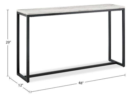 Table de canapé moderne en marbre Webber 48 - Blanc | Table de salon moderne Webber de 48 po en marbre - blanche