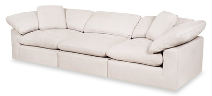 Sofa modulaire Eclipse de 124 po en tissu d’apparence lin avec coussins réversibles en duvet et plumes - beige lin