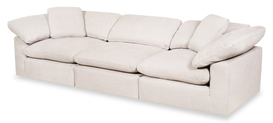 Sofa modulaire Eclipse de 124 po en tissu d’apparence lin avec coussins réversibles en duvet et plumes - beige lin