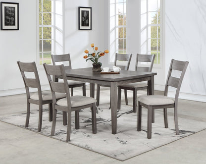 Krew Ensemble de salle à manger 7 pièces avec table et 6 chaises, mélamine, 60 W - Gris | Ensemble de salle à manger Krew 7 pièces en mélamine avec table de 60 po (L) et 6 chaises - gris