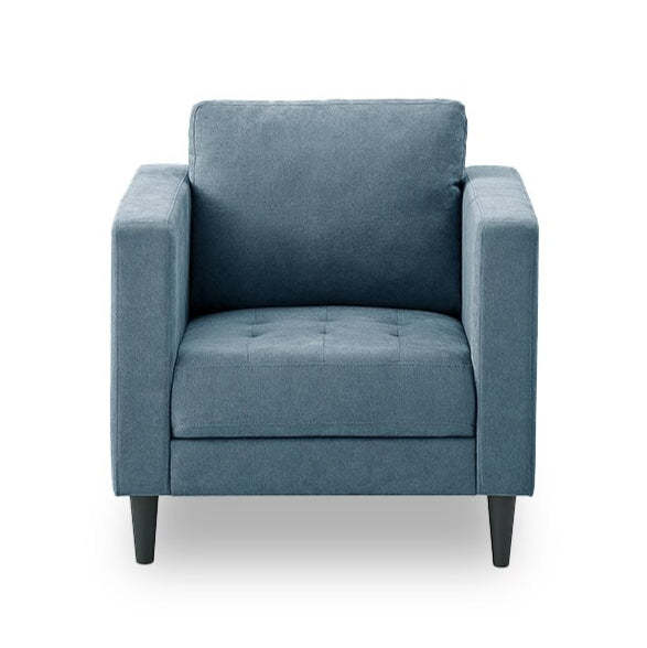 Chaise en tissu Metro 32 avec coussin de siège capitonné et coussin de dossier réversible - Bleu denim | Fauteuil Metro de 32 po en tissu avec coussin de siège capitonné et coussin de dossier réversible - bleu denim