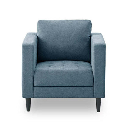 Chaise en tissu Metro 32 avec coussin de siège capitonné et coussin de dossier réversible - Bleu denim | Fauteuil Metro de 32 po en tissu avec coussin de siège capitonné et coussin de dossier réversible - bleu denim