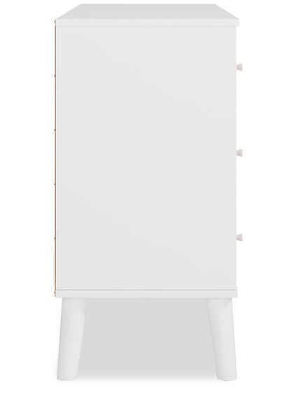 Commode à 6 tiroirs Wolf Bedroom, 59 L x 33,9 H, Moderne Mid-Century - Bicolore Blanc et Naturel | Commode moderne du milieu du 20e siècle Wolf de 59 po (L) x 33,9 po (H) à 6 tiroirs pour la chambre à coucher - deux teintes, blanc et naturel