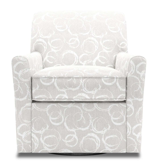 Fauteuil d'appoint pivotant personnalisable Sofa Lab de 31 po fabriqué au Canada en tissu - blanc Mist White | SWIV1164
