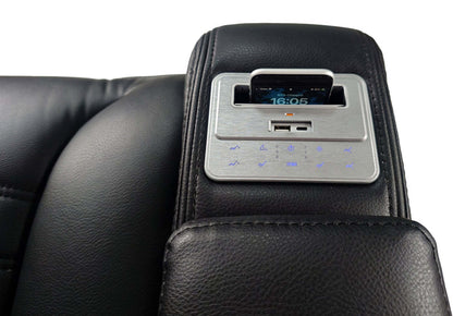 Sofa sectionnel à inclinaison électrique Zen 3 pièces en similicuir avec massage et 2 consoles rabattables - noir