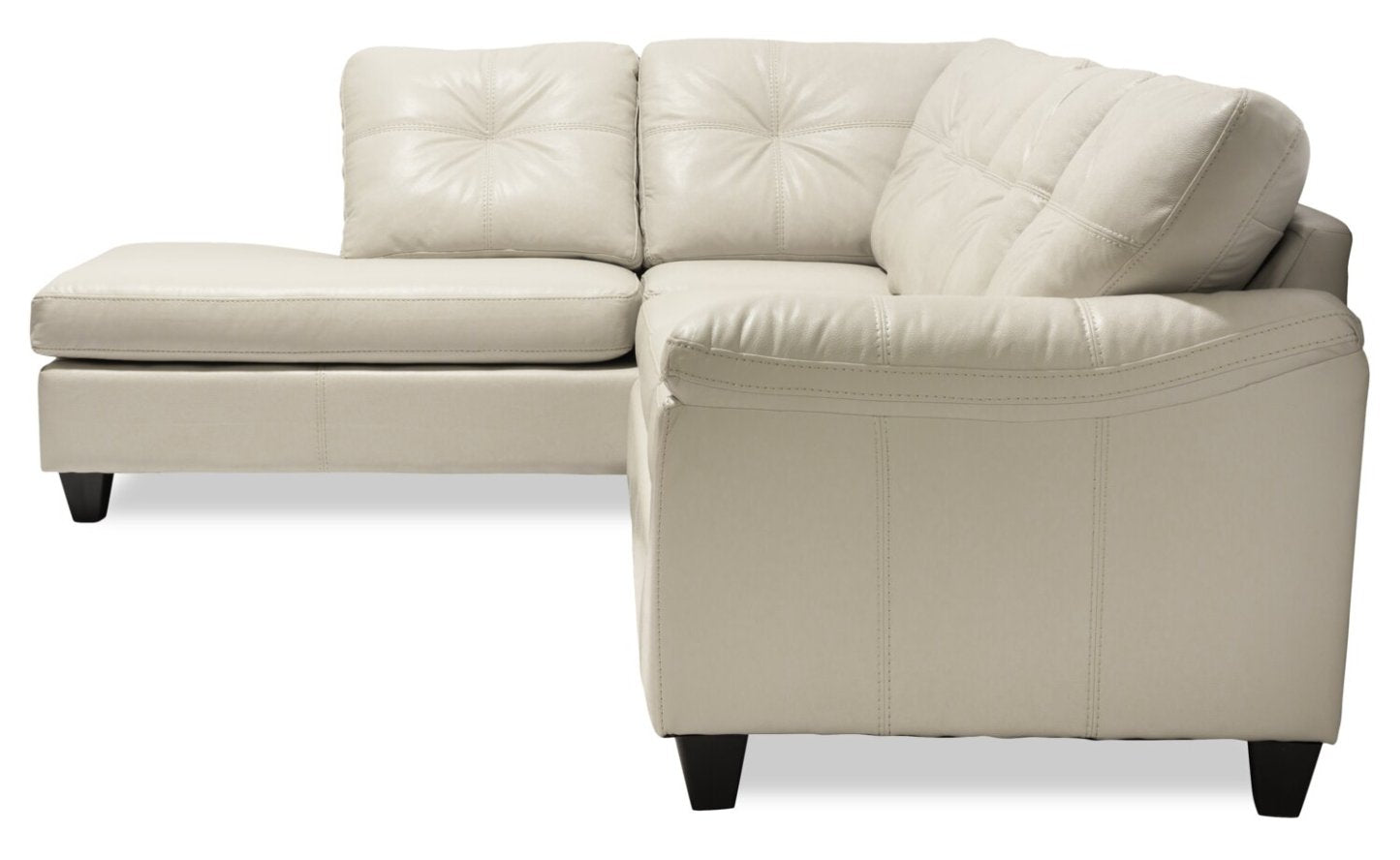 Fabriqué au Canada, canapé sectionnel de gauche Addison 2 pièces en tissu d’apparence cuir avec coussins de siège amovibles - beige