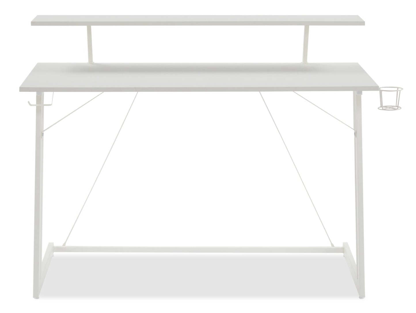 Sparta 48 Gaming Office Desk with Raised Monitor Shelf - White with Black &amp; Red Accents|Bureau de jeu Sparta de 48 po avec tablette surélevée pour moniteur - blanc avec touches de noir et de rouge