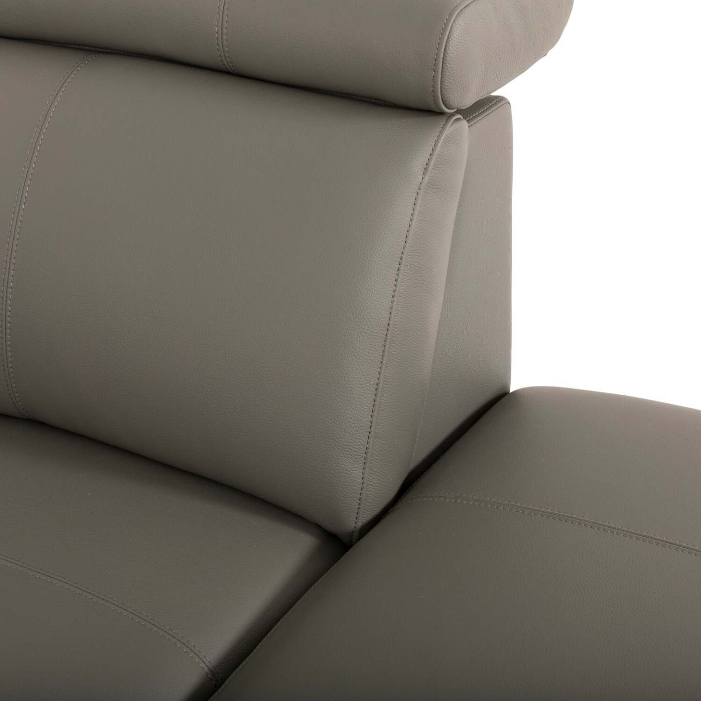 Sofa sectionnel de droite à inclinaison électrique Valentino 3 pièces en cuir véritable avec appuie-têtes réglables - gris