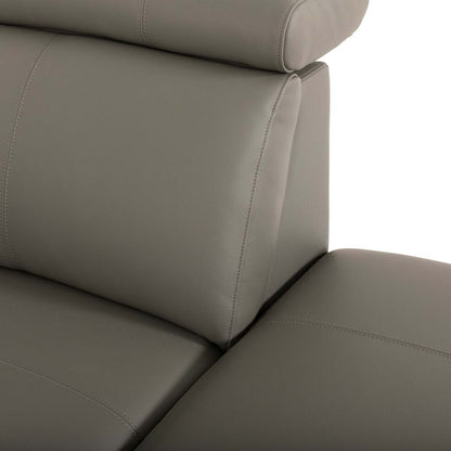 Sofa sectionnel de droite à inclinaison électrique Valentino 3 pièces en cuir véritable avec appuie-têtes réglables - gris