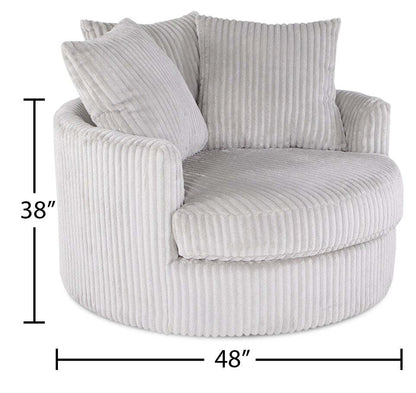 Fauteuil d’appoint Cuddler Grande de 48 po fabriqué au Canada en tissu de chenille - gris Groove Mist