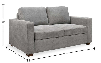 Canapé-lit Drift de 66,5 po en tissu d'apparence lin avec accoudoirs rectilignes - gris