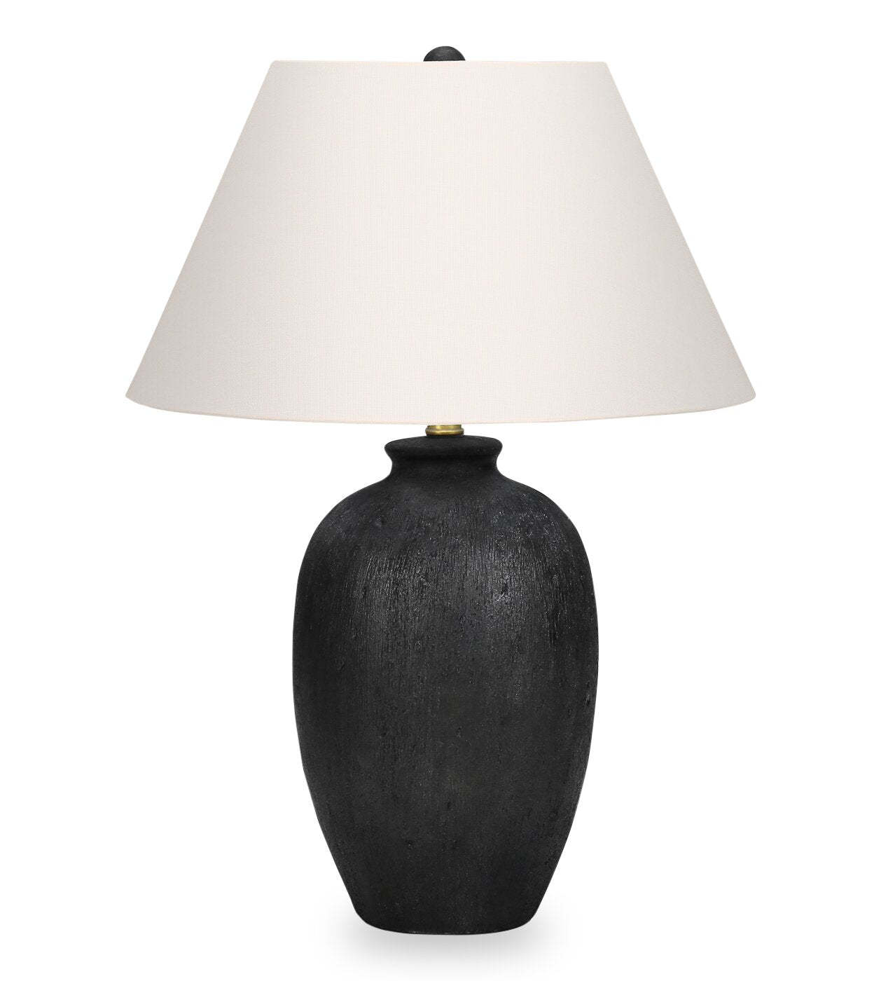 24 Lampe de table en céramique texturée noire avec abat-jour ivoire|Lampe de table de 24 po en céramique texturée noire avec abat-jour ivoire