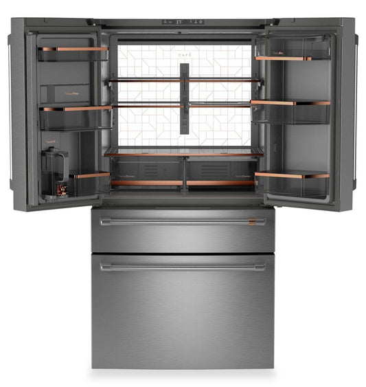 Réfrigérateur intelligent Café 36" 23,2 pi3 à profondeur de comptoir 4 portes françaises - Acier inoxydable - CJE23DP2WS1 | Réfrigérateur 4 portes Café de 23,2 pi3 et de 36 po de profondeur comptoir à portes françaises - acier inoxydable - CJE23DP2WS1