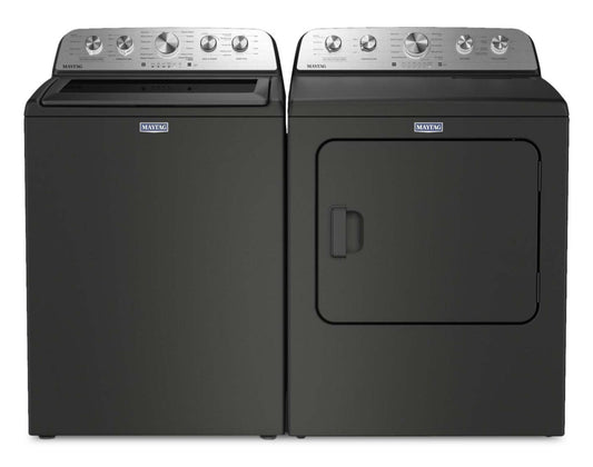Maytag 5.4 Cu Ft. Top Load Agitator Washer and 7.0 Cu. Ft. Electric Dryer – Volcano Black - MATL565B | Laveuse à chargement par le haut de 5,4 pi³ et sécheuse électrique de 7,0 pi³ de Maytag - noir volcan - MATL565B