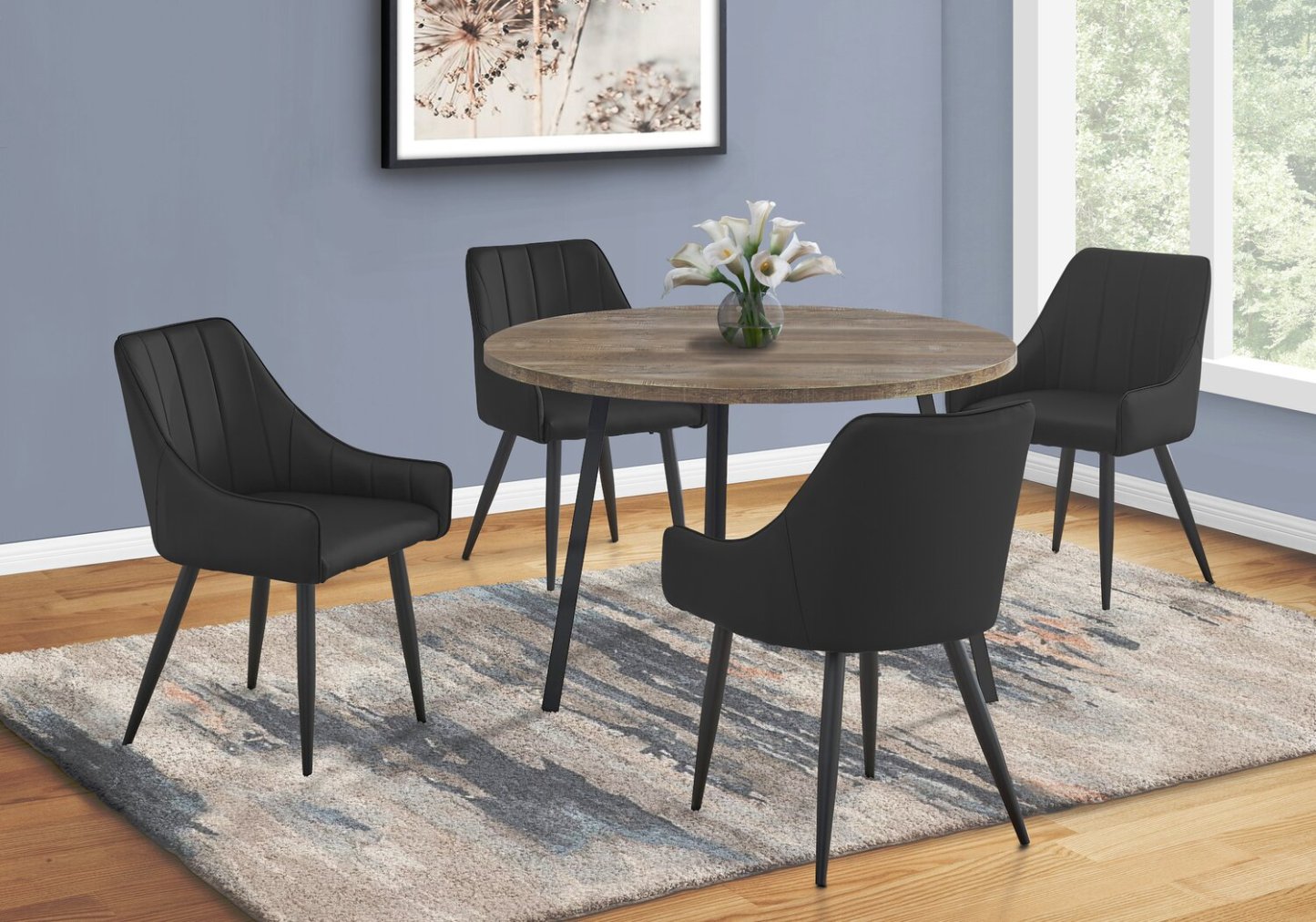 Chaise de salle à manger Eliot avec tissu en cuir végétalien, métal - Noir | Chaise de salle à manger Eliot en tissu de cuir végétalien et en métal - noire