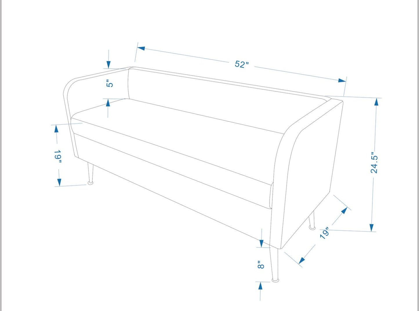 Banc Cass 52 - Velours Noir avec Pieds Dorés|Banc Cass de 52 po - velours noir avec pattes dorées