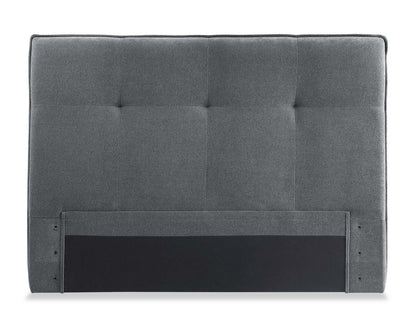 Tête de lit rembourrée Amos en tissu anthracite, touffetée - Pleine grandeur | Tête de lit rembourrée Amos en tissu anthracite capitonné - format lit double