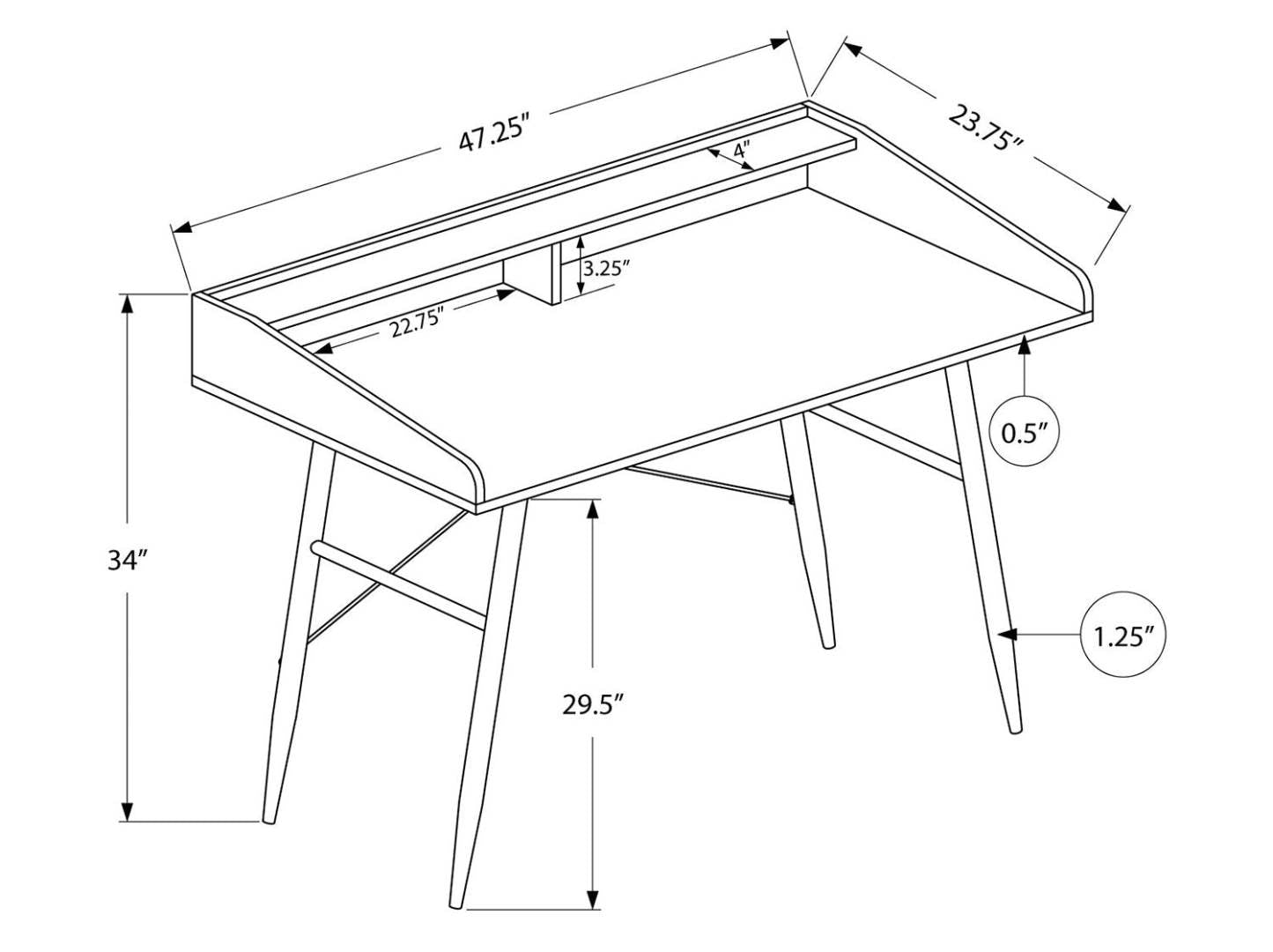 Bureau Jeremy 47.25 avec petite niche - Blanc|Bureau Jeremy de 47,25 po avec petite crédence - blanc
