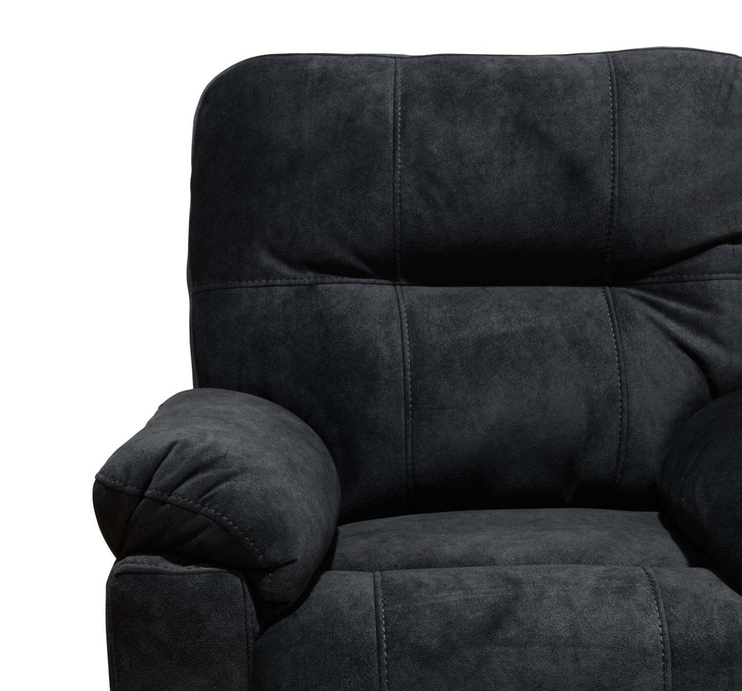 Fabriqué au Canada Fauteuil inclinable coulissant en tissu Gybson 38 - Gris graphite | Fauteuil coulissant inclinable Gybson de 38 po fabriqué au Canada en tissu - gris graphite