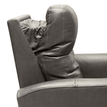 Bryce 35.5 Top-Grain Genuine Leather Power Reclining Chair with Power Headrest - Grey | Fauteuil à inclinaison électrique Bryce de 35,5 po en cuir véritable de qualité supérieure avec appuie-tête électrique - gris