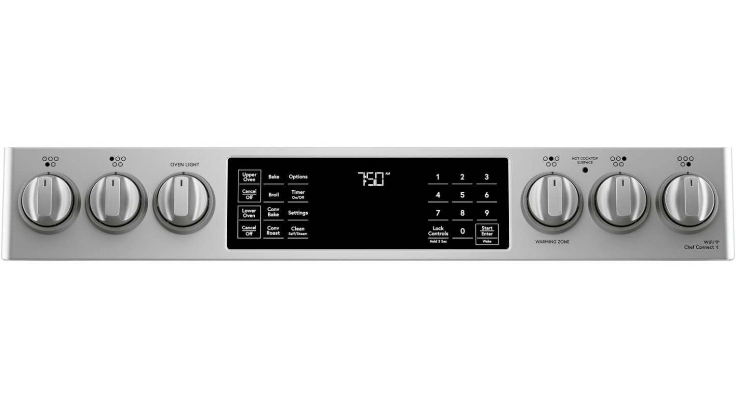 Cuisinière intelligente électrique Café de 6,7 pi³ avec convection européenne véritable - acier inoxydable - CCES750P2MS1