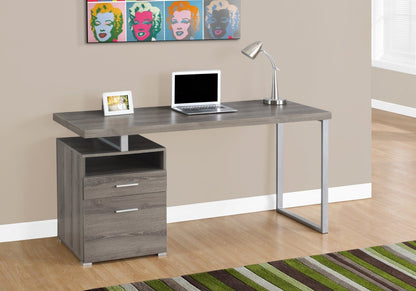 Bureau réglable Heather 60 avec 2 tiroirs et compartiment ouvert - Taupe foncé|Bureau réglable Heather de 60 po à 2 tiroirs et compartiment ouvert - taupe foncé