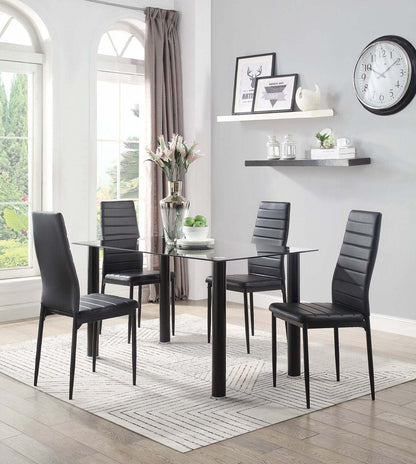 Table à manger Onyx avec plateau en verre, 55 W - Noir | Table de salle à manger Onyx de 55 po (L) avec dessus en verre - noire