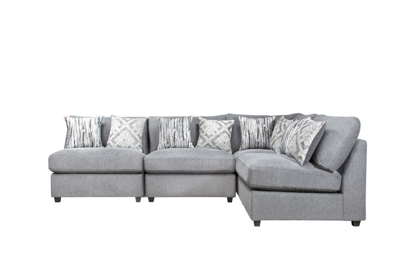 Sofa sectionnel modulaire Evolve de Scott Living 4 pièces en tissu d’apparence lin avec coussins en duvet et plumes - gris