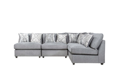 Sofa sectionnel modulaire Evolve de Scott Living 4 pièces en tissu d’apparence lin avec coussins en duvet et plumes - gris