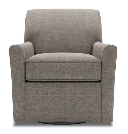 Fauteuil d'appoint pivotant personnalisable Sofa Lab de 31 po fabriqué au Canada en tissu d'apparence lin - gris Luna Smoke | SWIV2391
