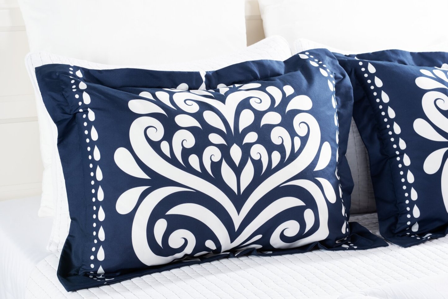 Ensemble d'édredon 3 pièces Navy Damask Full/Queen|Ensemble d'édredon Navy Damask 3 pièces pour lit double ou grand lit|NVYDM3FQ