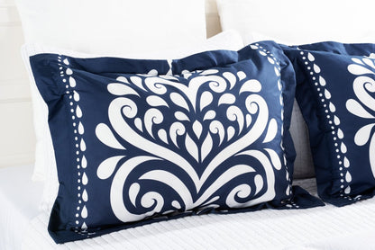Navy Damask 3-Piece King Comforter Set|Ensemble d'édredon Navy Damask 3 pièces pour très grand lit|NVYDM3KG