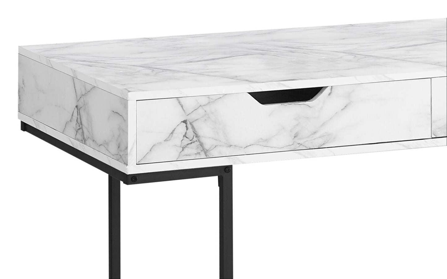 Bureau Butler 47.25 à 2 tiroirs - Aspect marbre blanc|Bureau Butler de 47,25 po à 2 tiroirs - aspect marbre blanc