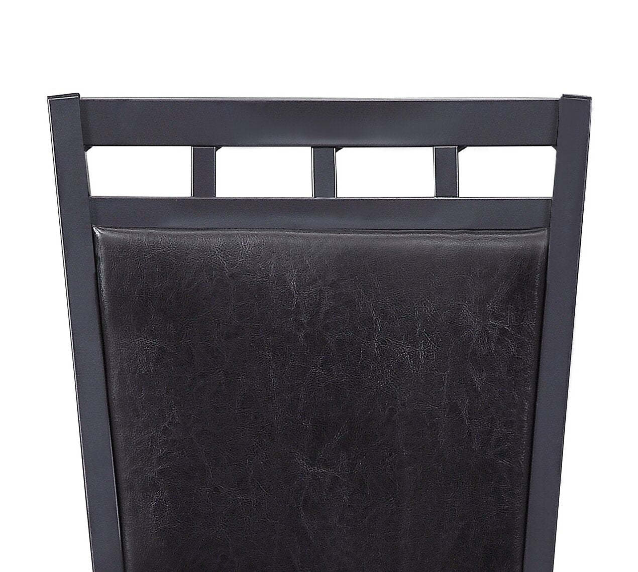 Marc Ensemble de salle à manger 5 pièces avec table et 4 chaises, plateau aspect marbre, métal, 48 W - Noir | Ensemble de salle à manger Marc 5 pièces en métal avec table de 48 po (L), dessus en imitation de marbre et 4 chaises - noir