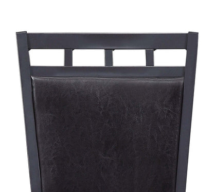 Marc Ensemble de salle à manger 5 pièces avec table et 4 chaises, plateau aspect marbre, métal, 48 W - Noir | Ensemble de salle à manger Marc 5 pièces en métal avec table de 48 po (L), dessus en imitation de marbre et 4 chaises - noir