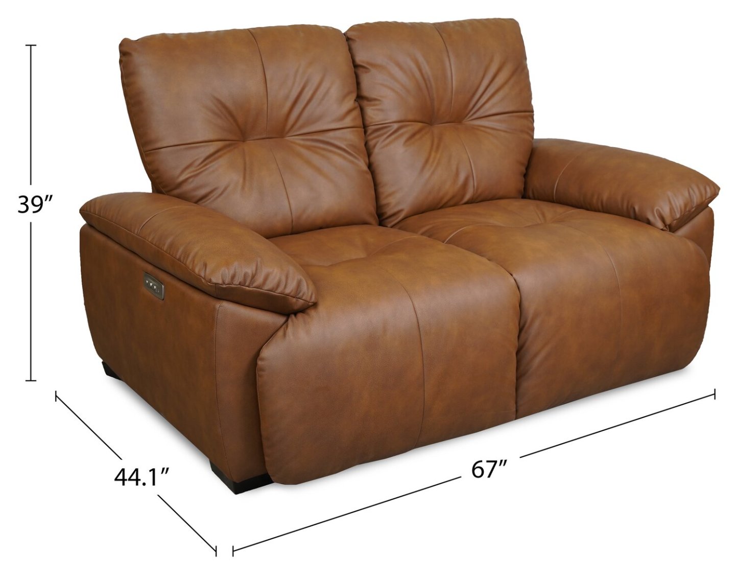 Bello 67 Fauteuil d'amour en tissu simili cuir avec inclinaison électrique - Marron