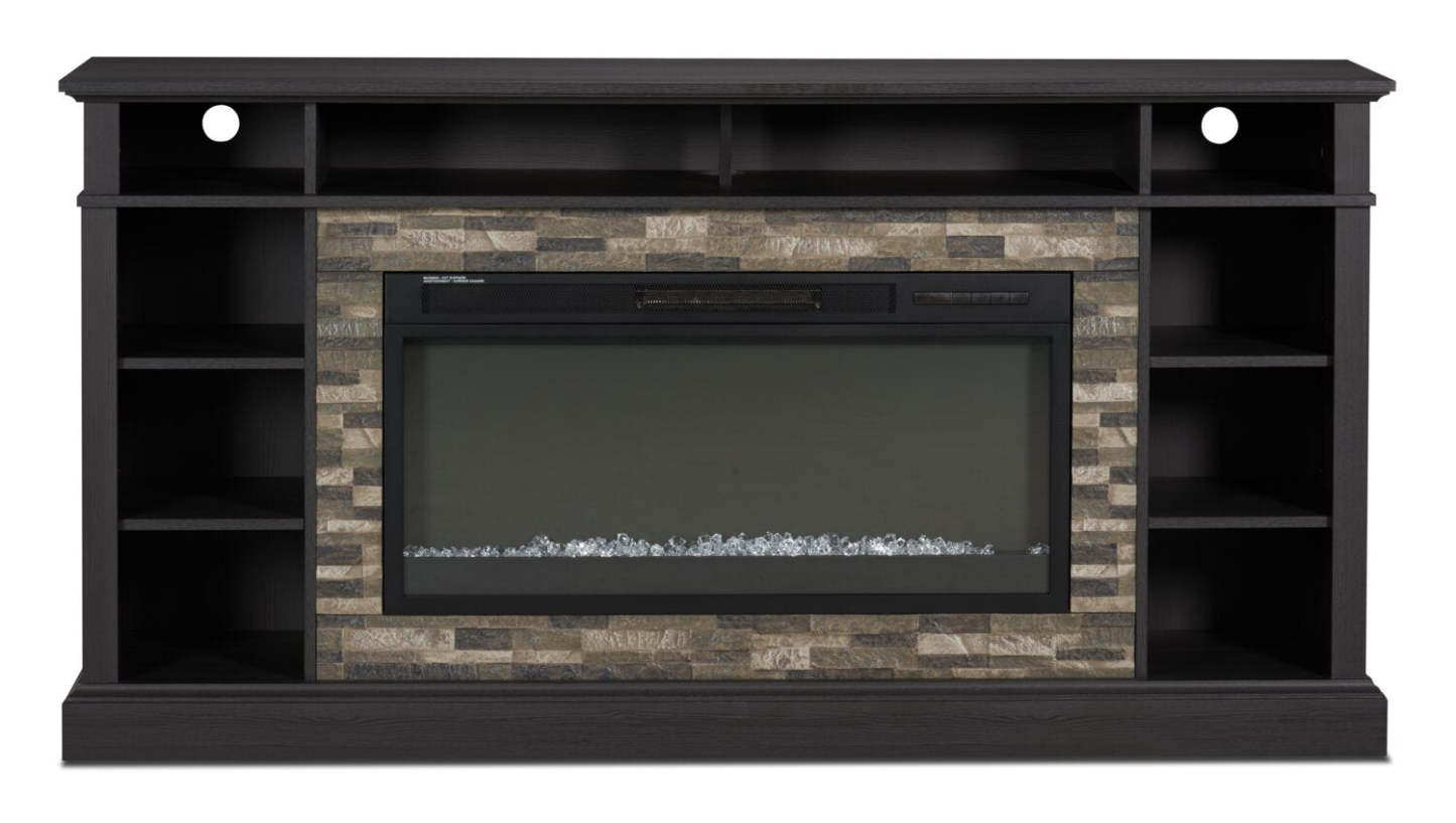 Meuble pour téléviseur Lappland de 70 po avec foyer électrique, rangement et système de gestion des câbles pour téléviseurs jusqu’à 80 po - noir