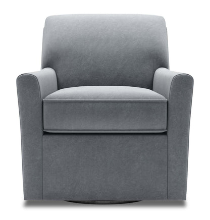 Fauteuil d’appoint pivotant personnalisable Sofa Lab de 31 po fabriqué au Canada en tissu - velours gris | SWIV2888