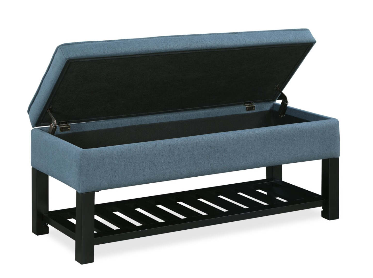 Ryan 43.5 Storage Bench with Bottom Shelf - Blue|Banc de rangement Ryan de 43,5 po avec tablette Inférieure - bleu